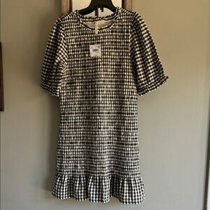 American Eagle Outfitters Black and White Gingham Midi Dress